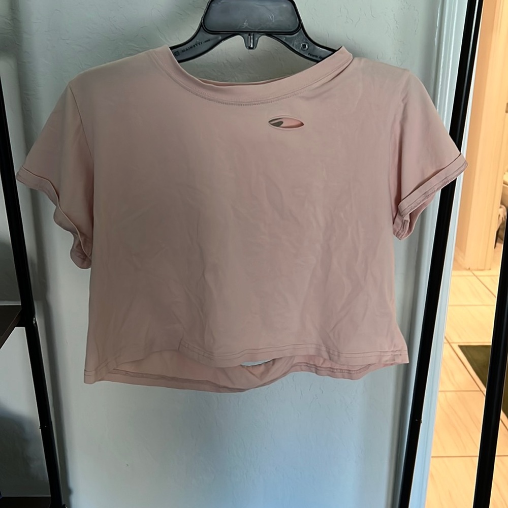 Pink crop top with holes (made that way)